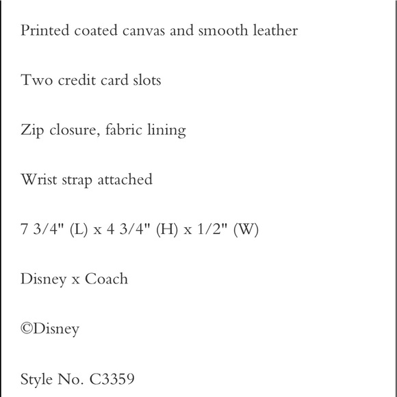 Disney X Coach Large Cinderella Flying Blue Birds Print Wristlet. - Picture 6 of 6